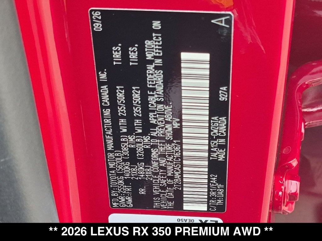2026 Lexus RX 350 PREMIUM AWD