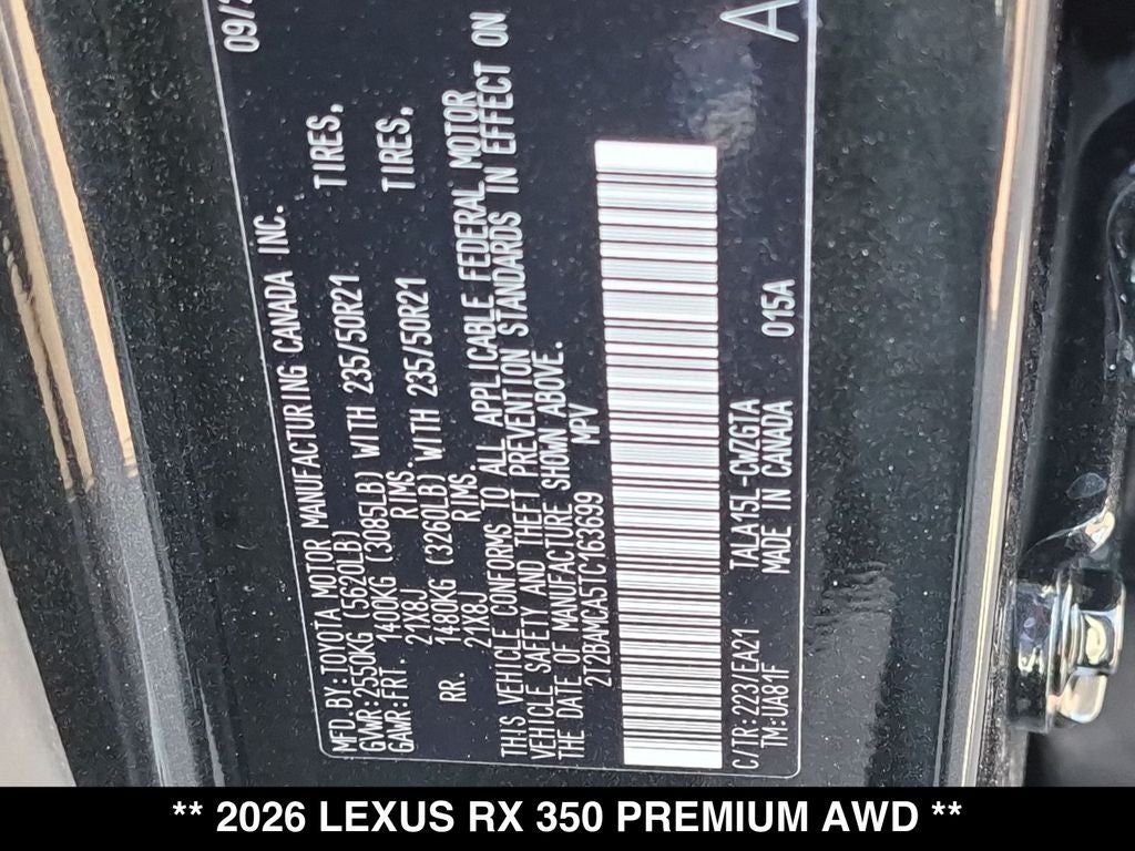 2026 Lexus RX 350 PREMIUM AWD