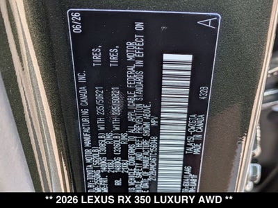 2026 Lexus RX 350 LUXURY AWD