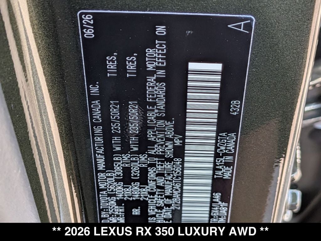 2026 Lexus RX 350 LUXURY AWD
