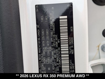 2026 Lexus RX 350 PREMIUM AWD