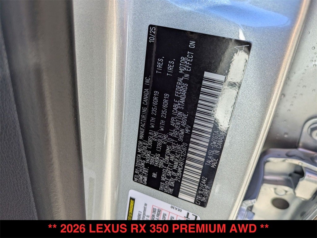 2026 Lexus RX 350 PREMIUM AWD