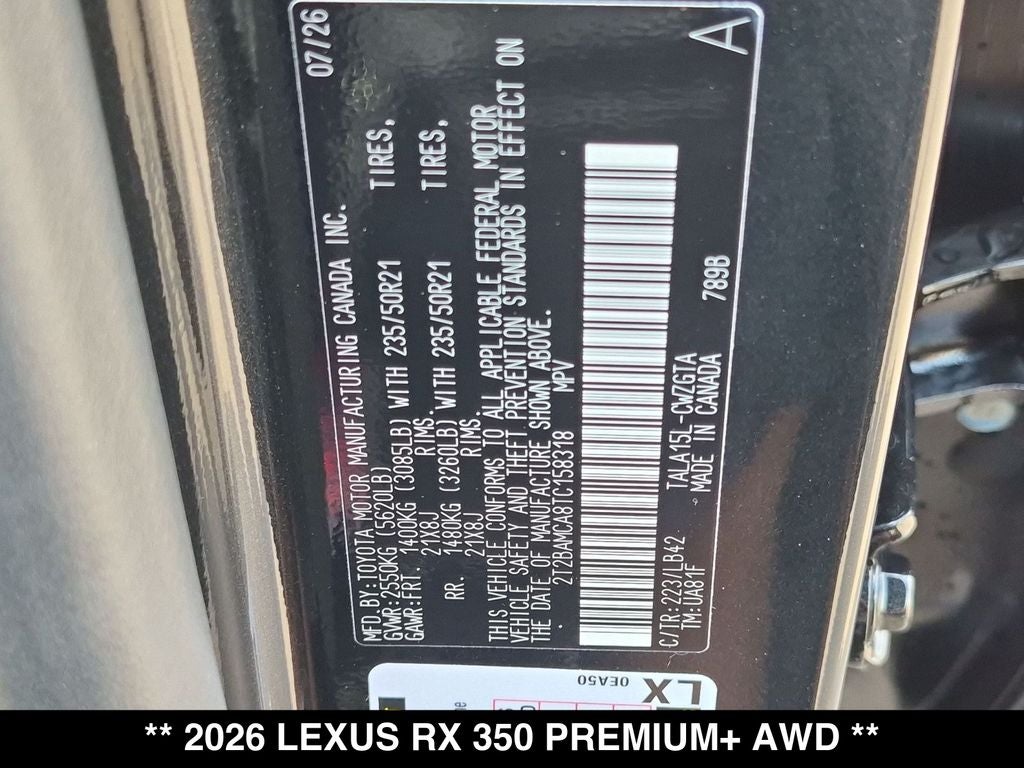 2026 Lexus RX 350 PREMIUM+ AWD