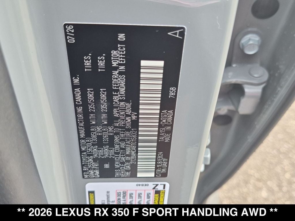 2026 Lexus RX 350 F SPORT HANDLING AWD