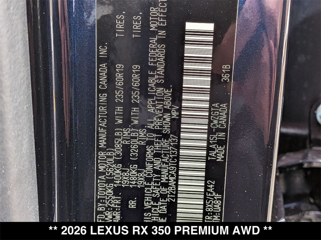 2026 Lexus RX 350 PREMIUM AWD