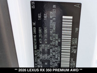 2026 Lexus RX 350 PREMIUM AWD