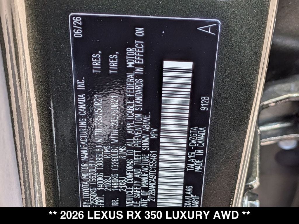 2026 Lexus RX 350 LUXURY AWD