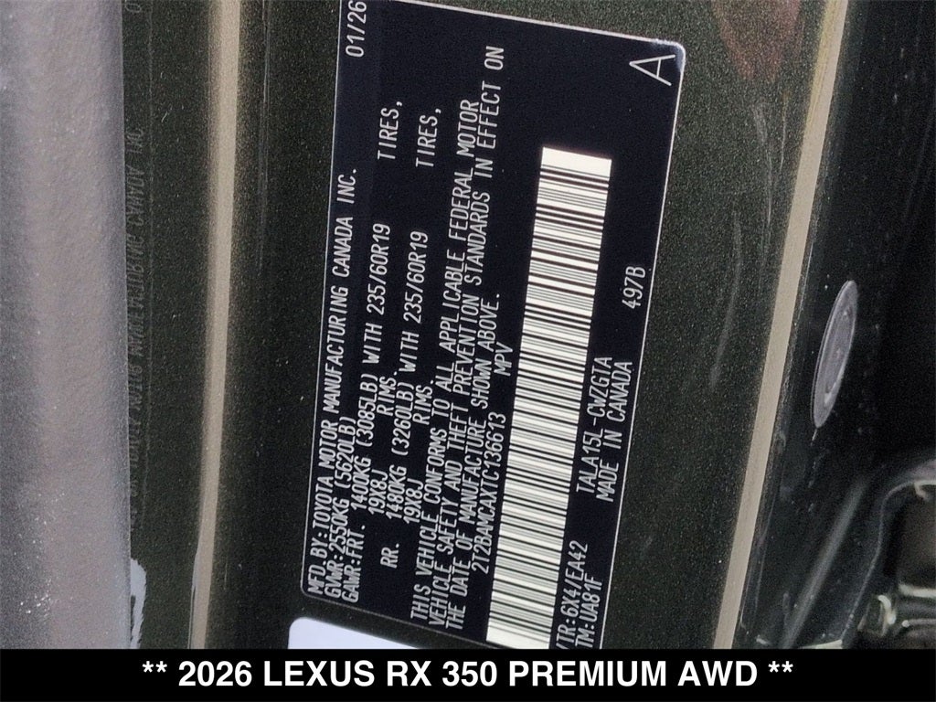 2026 Lexus RX 350 PREMIUM AWD