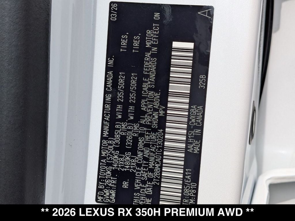 2026 Lexus RX HYBRID RX 350h PREMIUM AWD