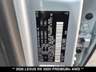 2026 Lexus RX HYBRID RX 350h PREMIUM+ AWD
