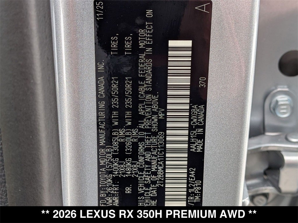 2026 Lexus RX HYBRID RX 350h PREMIUM AWD