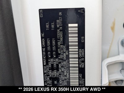 2026 Lexus RX HYBRID RX 350h LUXURY AWD