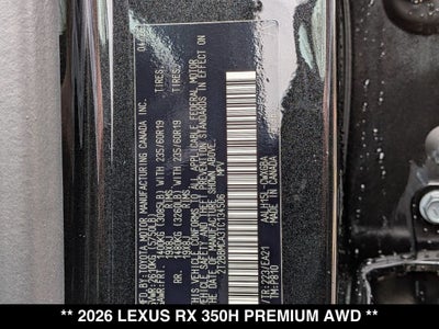 2026 Lexus RX HYBRID RX 350h PREMIUM AWD