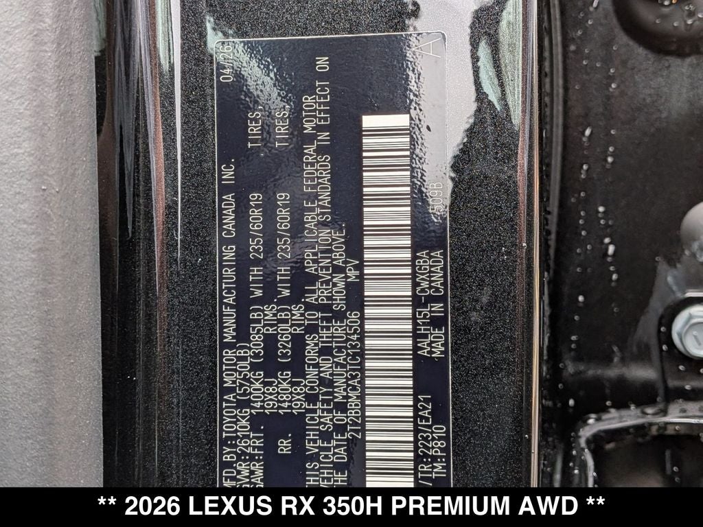 2026 Lexus RX HYBRID RX 350h PREMIUM AWD