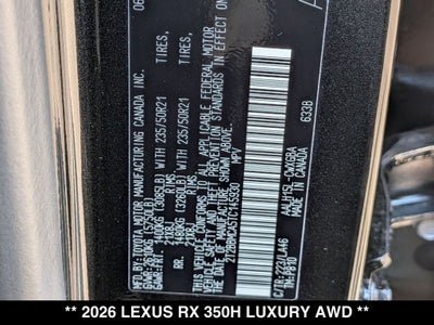 2026 Lexus RX HYBRID RX 350h LUXURY AWD