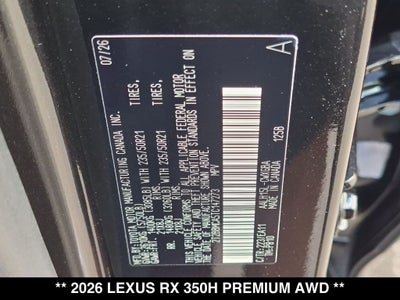 2026 Lexus RX HYBRID RX 350h PREMIUM AWD
