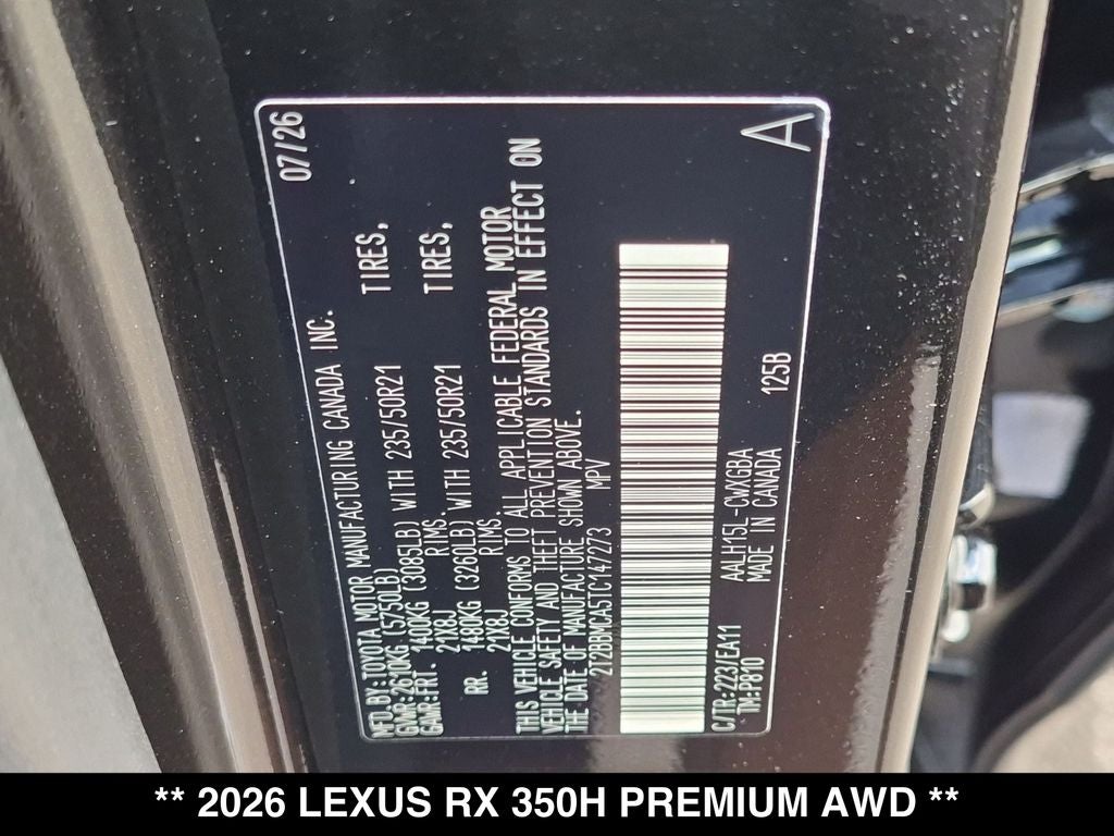 2026 Lexus RX HYBRID RX 350h PREMIUM AWD