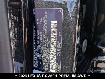 2026 Lexus RX HYBRID RX 350h PREMIUM AWD