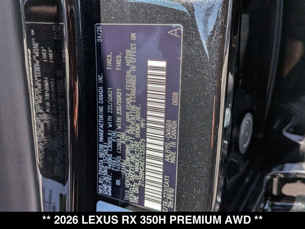 2026 Lexus RX HYBRID RX 350h PREMIUM AWD