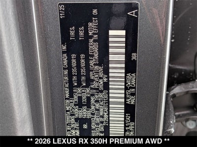 2026 Lexus RX HYBRID RX 350h PREMIUM AWD