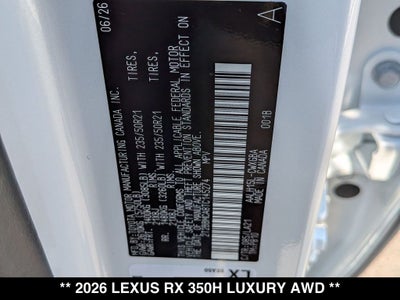 2026 Lexus RX HYBRID RX 350h LUXURY AWD