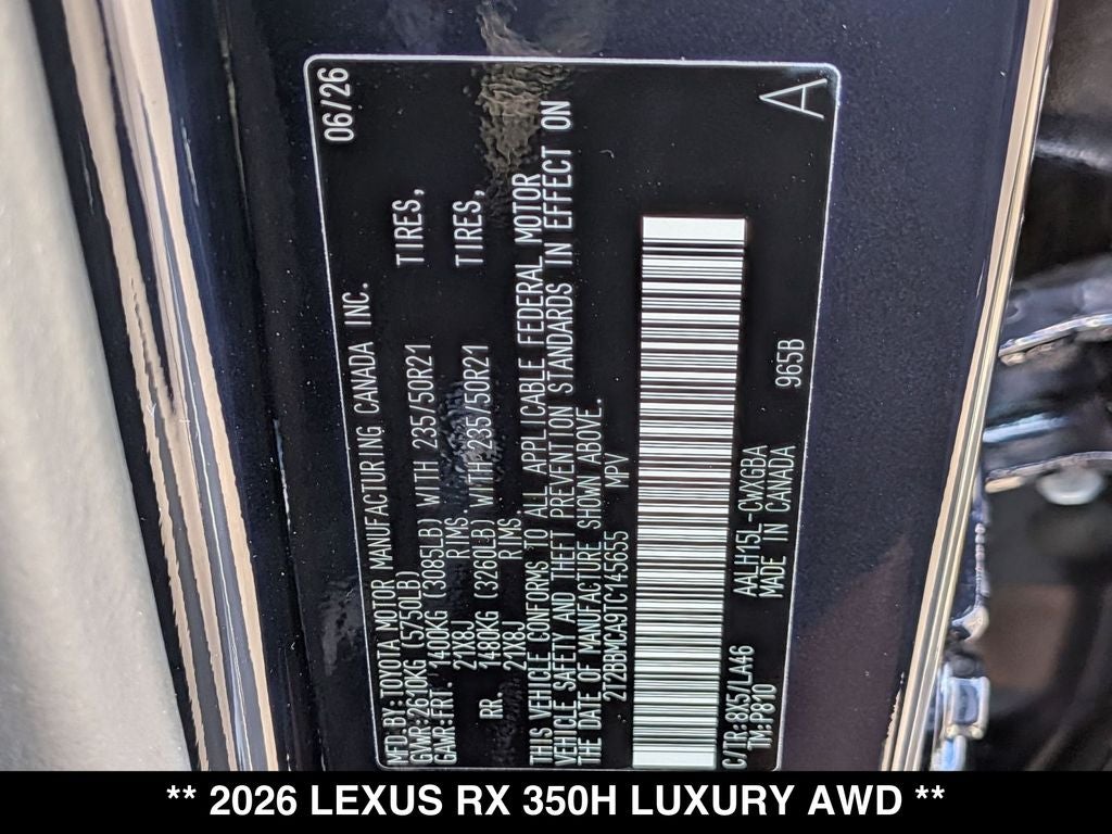 2026 Lexus RX HYBRID RX 350h LUXURY AWD