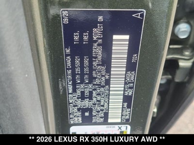 2026 Lexus RX HYBRID RX 350h LUXURY AWD
