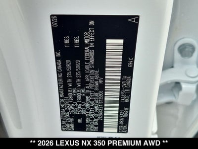2026 Lexus NX 350 PREMIUM AWD