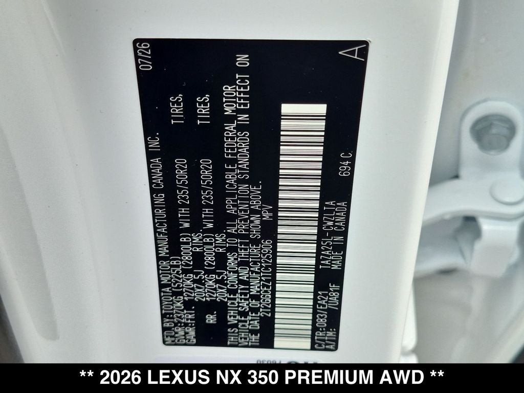 2026 Lexus NX 350 PREMIUM AWD