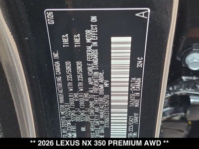 2026 Lexus NX 350 PREMIUM AWD