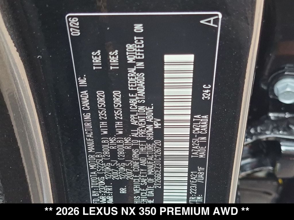 2026 Lexus NX 350 PREMIUM AWD