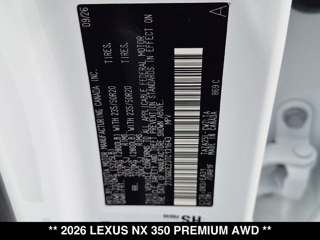 2026 Lexus NX 350 PREMIUM AWD