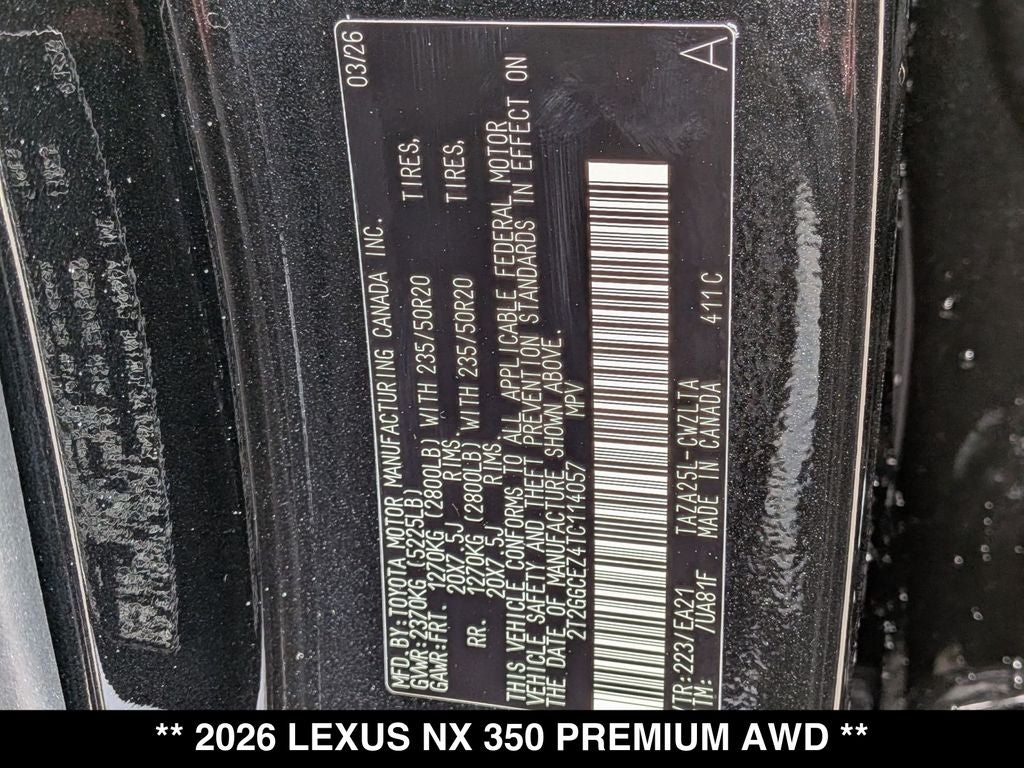2026 Lexus NX 350 PREMIUM AWD