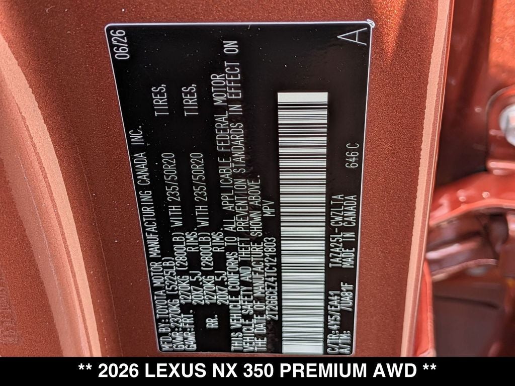 2026 Lexus NX 350 PREMIUM AWD