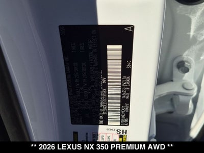 2026 Lexus NX 350 PREMIUM AWD
