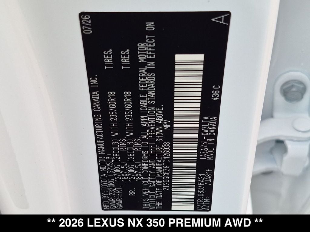 2026 Lexus NX 350 PREMIUM AWD