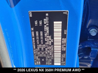 2026 Lexus NX HYBRID NX 350h PREMIUM AWD
