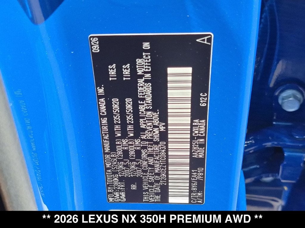 2026 Lexus NX HYBRID NX 350h PREMIUM AWD
