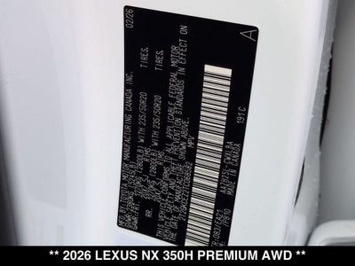 2026 Lexus NX HYBRID NX 350h PREMIUM AWD