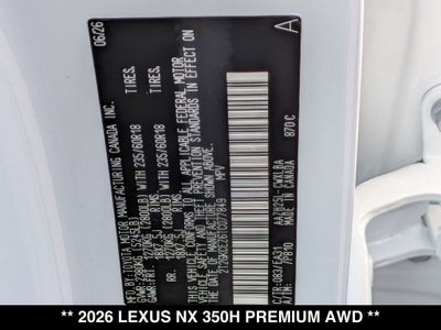 2026 Lexus NX HYBRID NX 350h PREMIUM AWD
