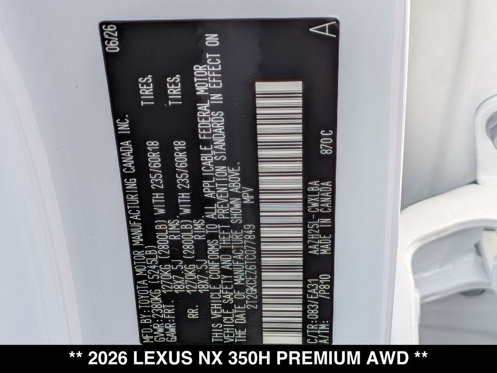 2026 Lexus NX HYBRID NX 350h PREMIUM AWD