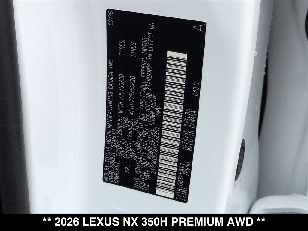 2026 Lexus NX HYBRID NX 350h PREMIUM AWD