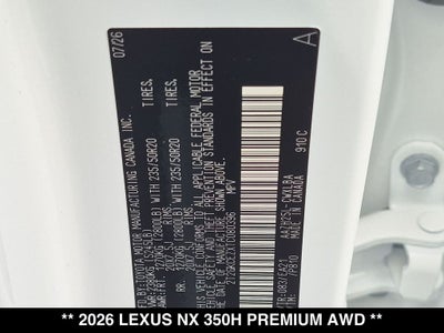 2026 Lexus NX HYBRID NX 350h PREMIUM AWD