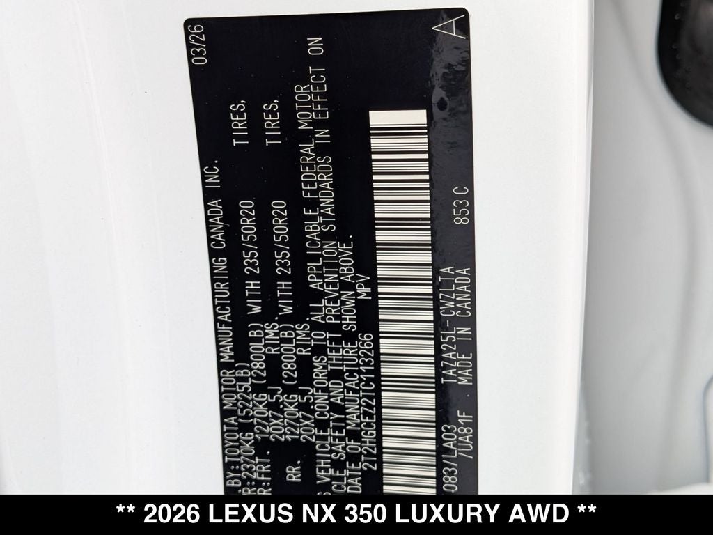 2026 Lexus NX 350 LUXURY AWD