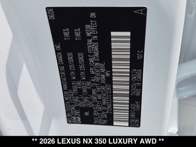2026 Lexus NX 350 LUXURY AWD