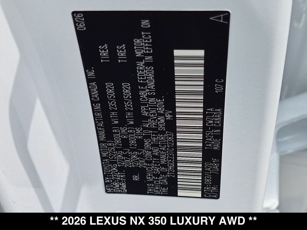 2026 Lexus NX 350 LUXURY AWD