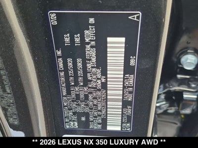 2026 Lexus NX 350 LUXURY AWD