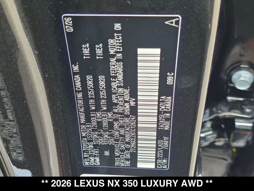 2026 Lexus NX 350 LUXURY AWD