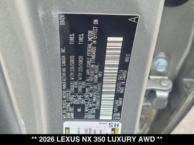 2026 Lexus NX 350 LUXURY AWD