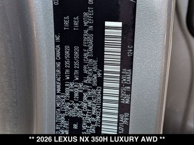 2026 Lexus NX HYBRID NX 350h LUXURY AWD
